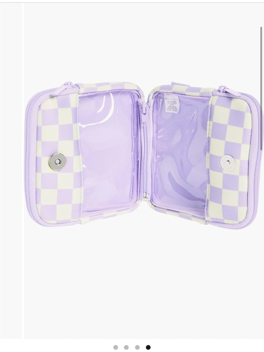 Lavender Check Clear-Panel Cosmetic Pouch